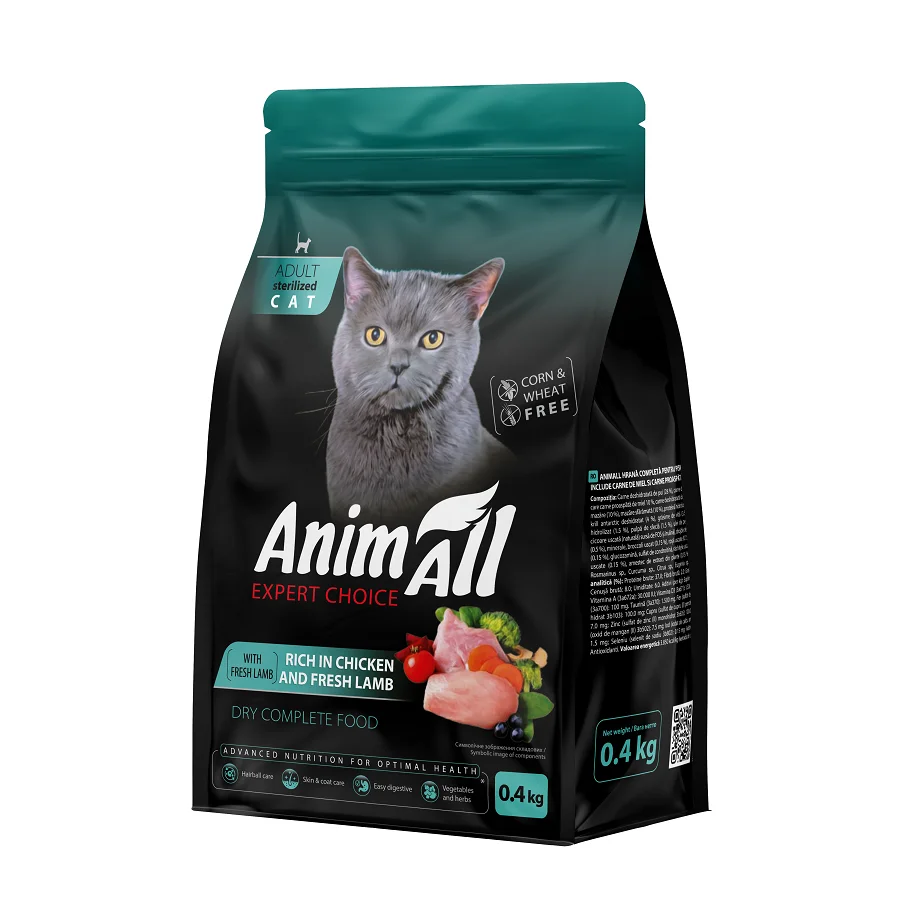 AnimAll сухий корм для стерилізованих кішок з куркою та свіжою ягнятиною
