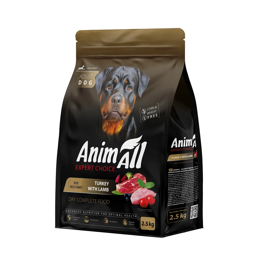 AnimAll сухий корм для собак великих порід зі свіжою індичкою та ягням