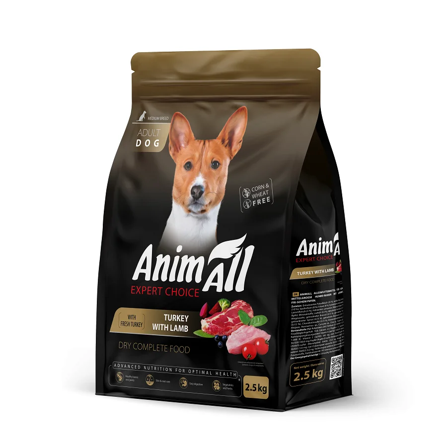 AnimAll сухий корм для собак середніх порід зі свіжою індичкою та ягням