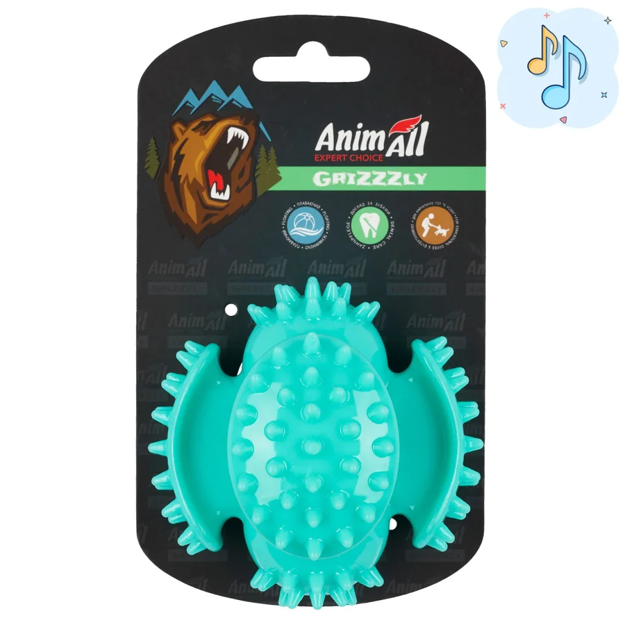 AnimAll Grizzzly Іграшка мультифункціональна м'яч, м'ятний, (d-9,3 см)