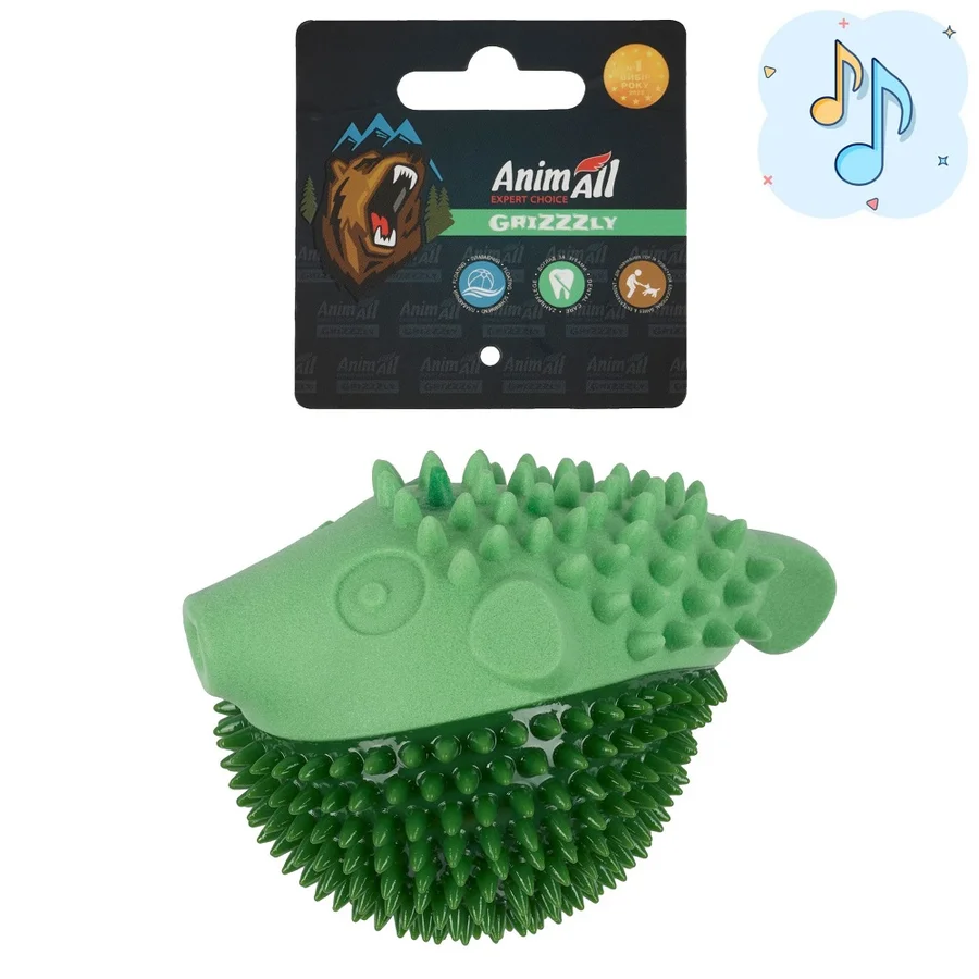 AnimAll Grizzzly Іграшка Риба фугу, темно-зелена, (12,1х9х8,9 см)