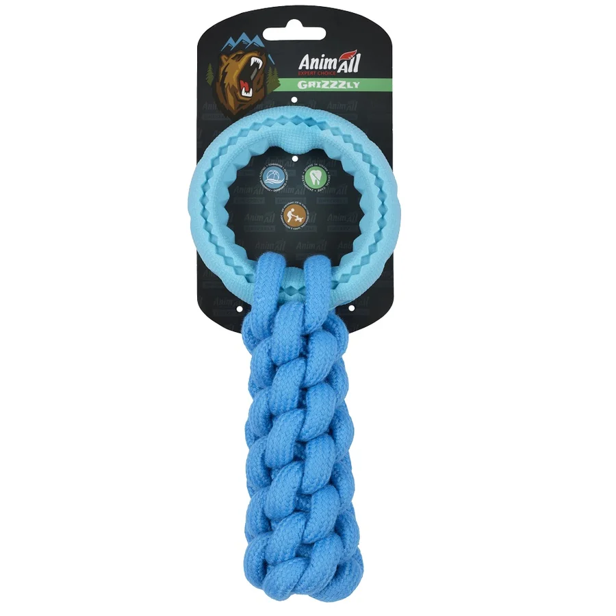 AnimAll Grizzzly Іграшка кросфіт з кільцем, blue, (24х10 см)