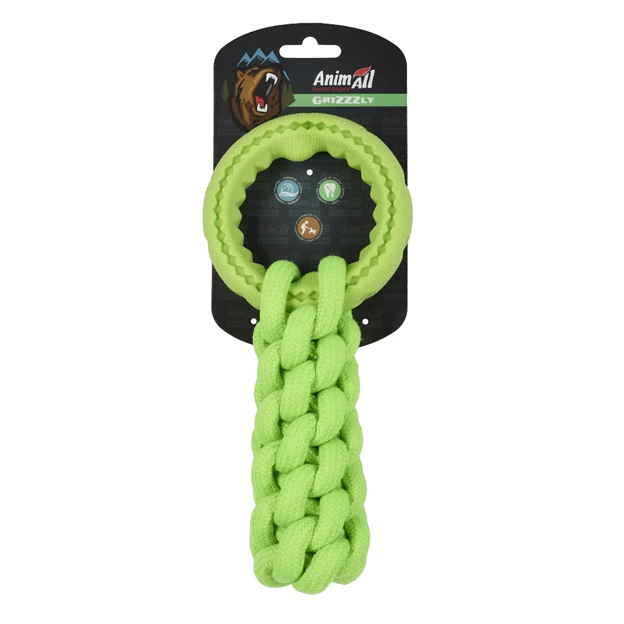 AnimAll Grizzzly Іграшка кросфіт з кільцем, green, (24х10 см)