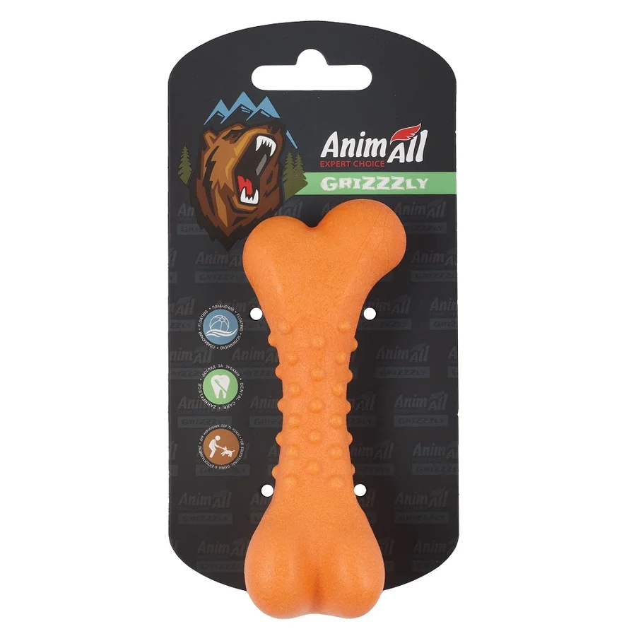 AnimAll Grizzzly Іграшка кісточка, orange, (11х4, 7х4 см)