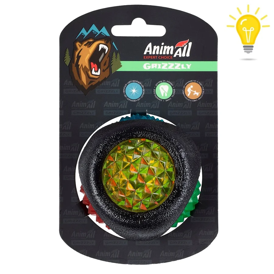 AnimAll Grizzzly Іграшка LED-м'яч, що світиться, (d-7,7 см), -c