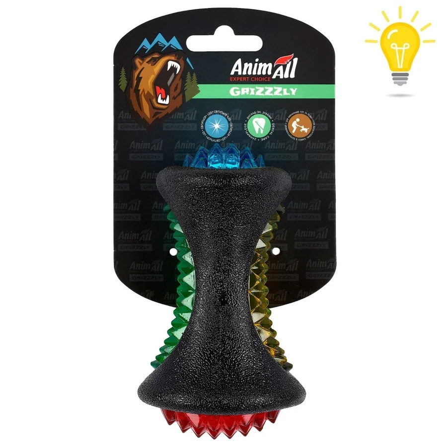 AnimAll Grizzzly Іграшка LED-кістка, що світиться, (12,5х7,7х7,1 см)