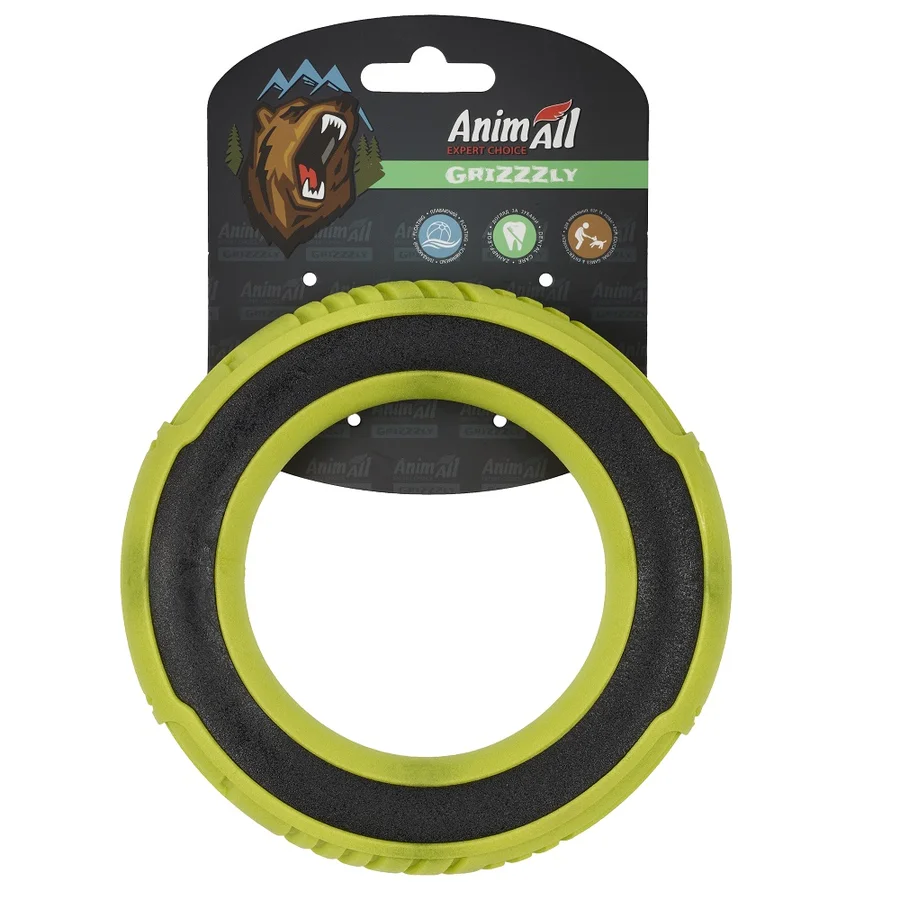 AnimAll Grizzzly Іграшка супер-кільце S, green/black, (15х2,2 см)