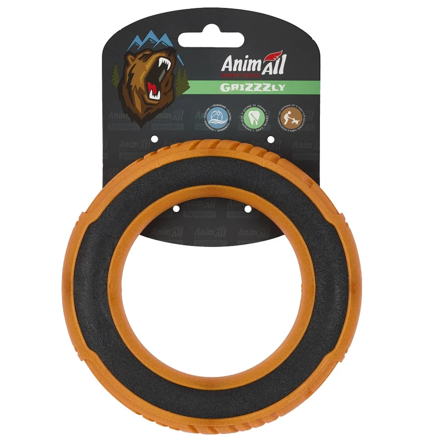 AnimAll Grizzzly Іграшка супер-кільце S, orange/black, (15х15х2, 2 см)
