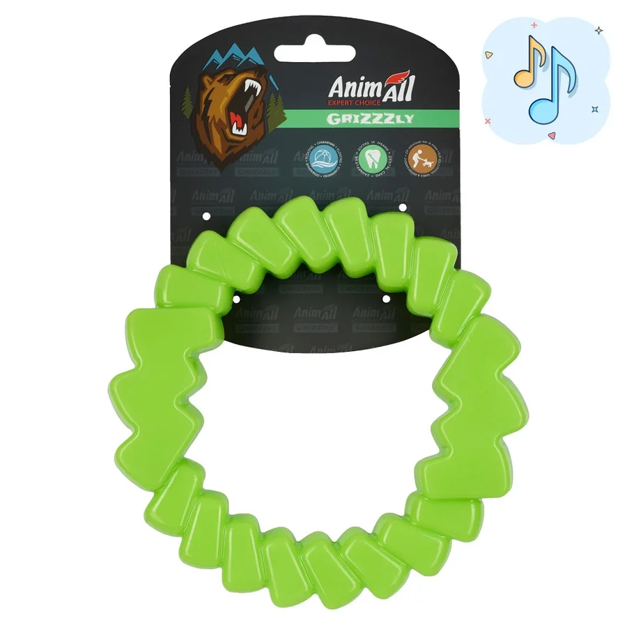 AnimAll Grizzzly Іграшка мотиваційне кільце, green, (16,5х16,5х4,2 см)