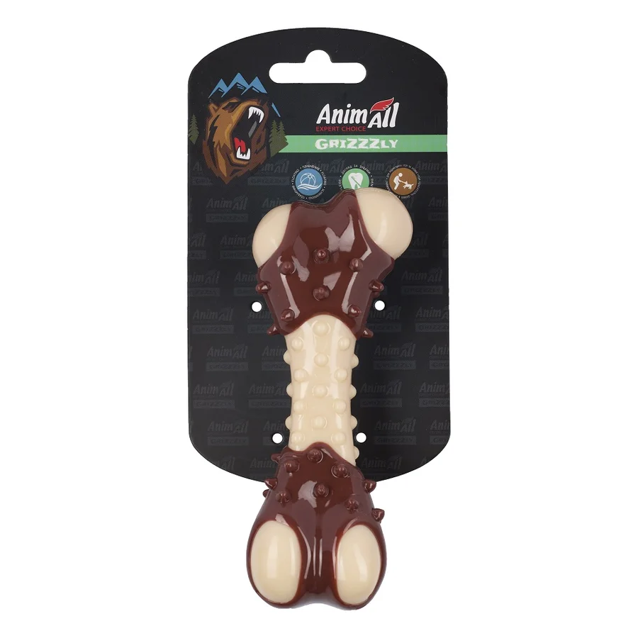 AnimAll Grizzzly Іграшка кісточка з ароматом м'яса М, beige/brown, (13,5 х5, 7х4, 9 см)