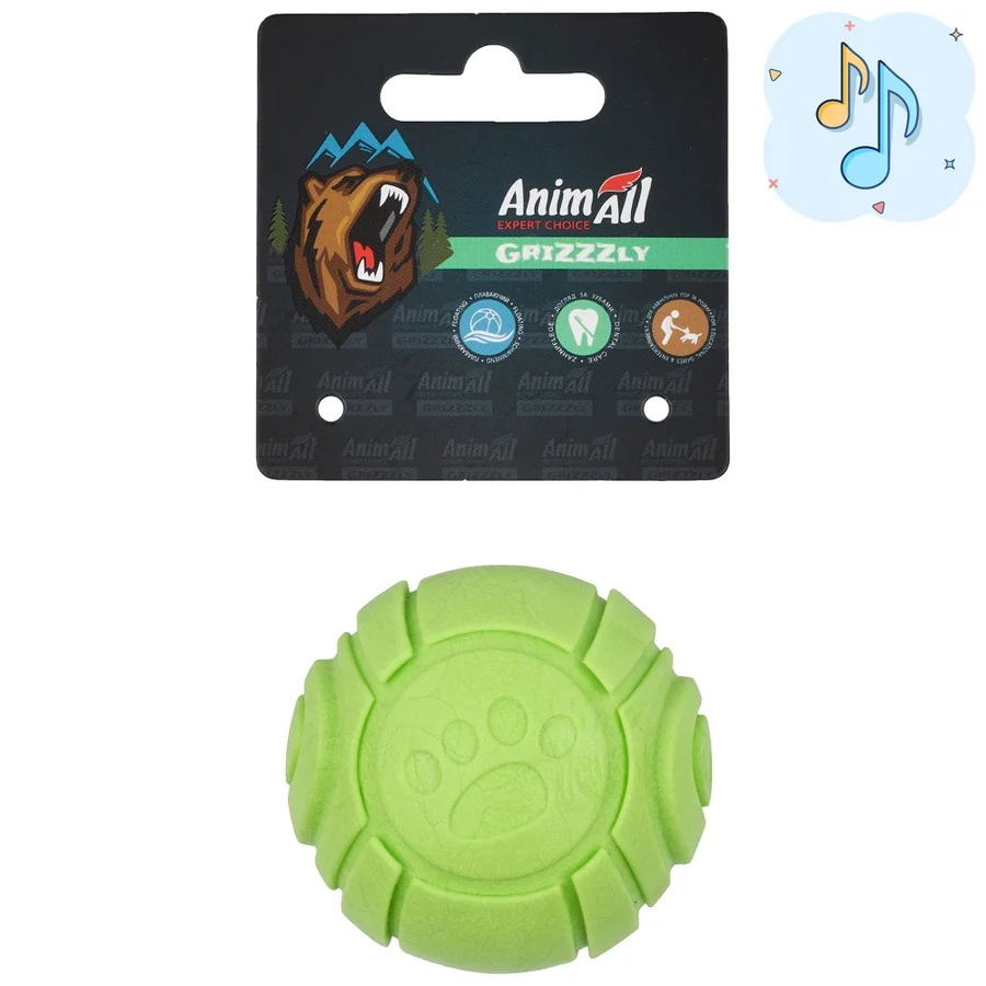 AnimAll Grizzzly Іграшка м'ячик з ароматом зеленого яблука, green, (6 см)