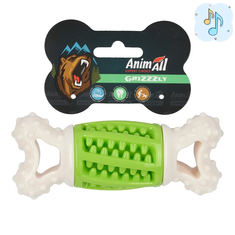 AnimAll Grizzzly Іграшка кісточка-зубочиска, green/white, (14,2х5,7х4,7 см)