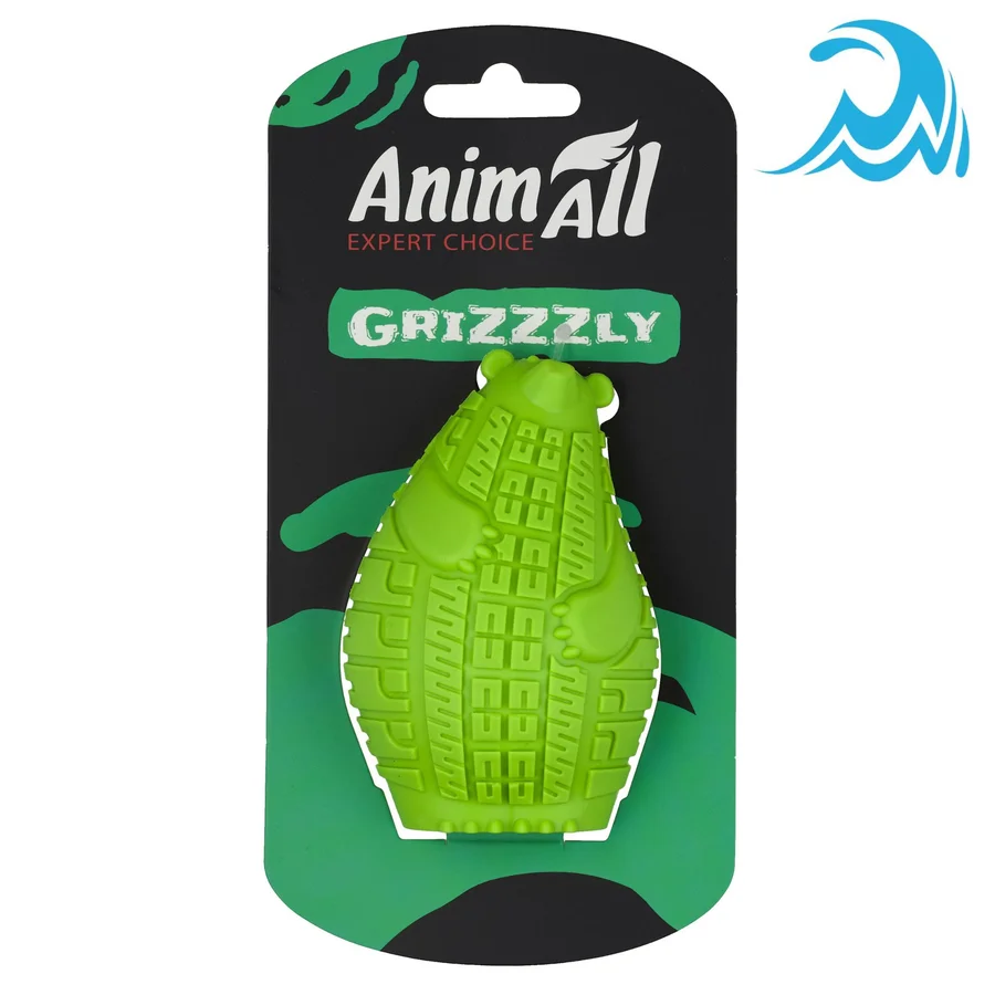 AnimAll Grizzzly Іграшка для собак Ведмідь, зеленого кольору (10,1 х 6,6 х 6,6 см)