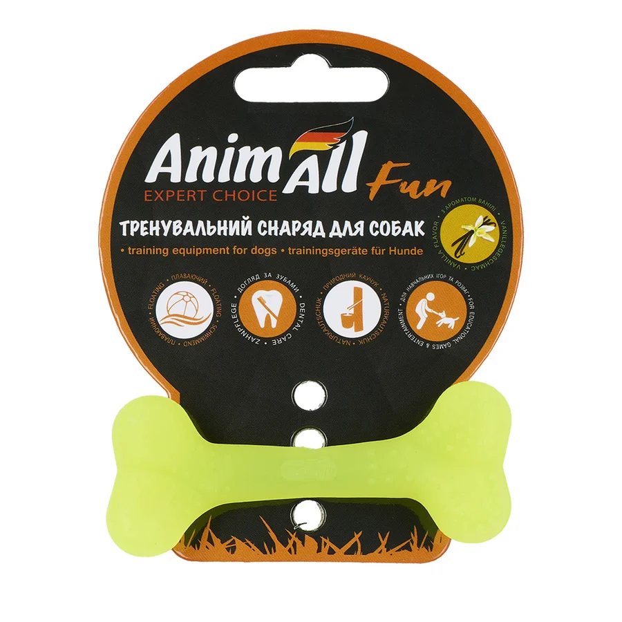 AnimAll Fun кістка 8 см жовта