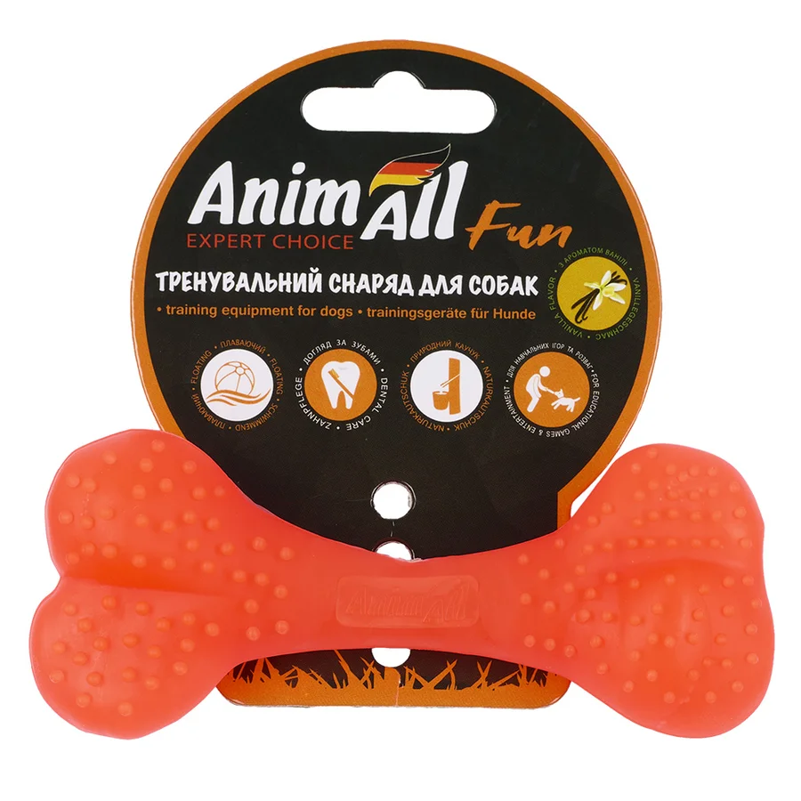 AnimAll Fun кістка 12 см помаранчева