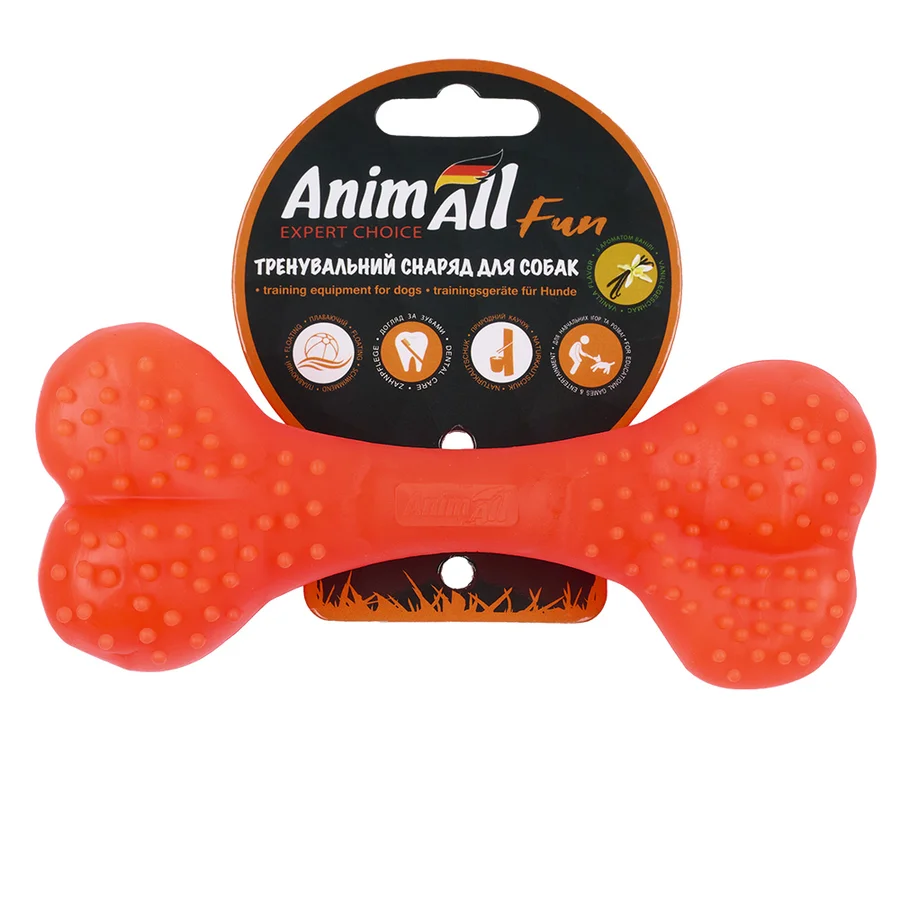 AnimAll Fun кістка 15 см помаранчева