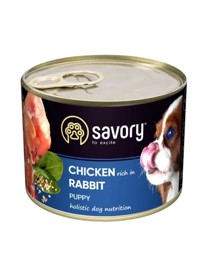 Вологий корм для цуценят Savory Dog All breeds Puppy Chicken rich in Rabbit