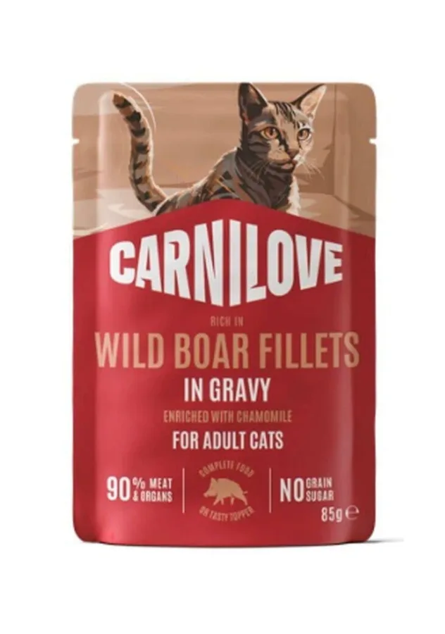 Корм вологий Carnilove Gravy Wild Boar with Chamomile для котів дикий кабан і ромашка в соусі 85 г