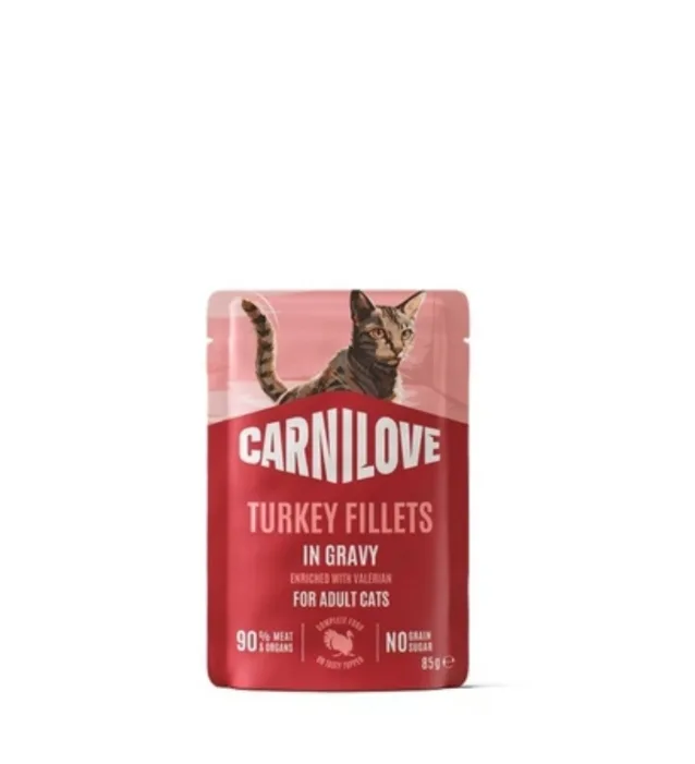 Корм вологий Carnilove Gravy Turkey with Valerian для котів індичка і валеріана в соусі 85 г