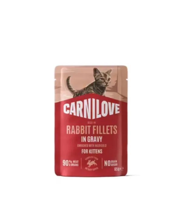 Корм вологий Carnilove Gravy Rabbit with Marigold Kitten для кошенят кролик і календула в соусі 85 г