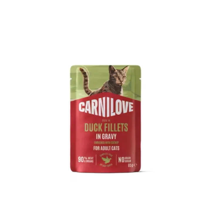 Корм вологий Carnilove Gravy Duck with Catnip для котів качка і котяча м'ята в соусі 85 г