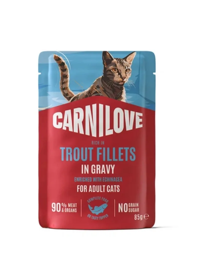 Корм вологий Carnilove Gravy Trout with Echinacea для котів форель та ехінацея в соусі 85 г