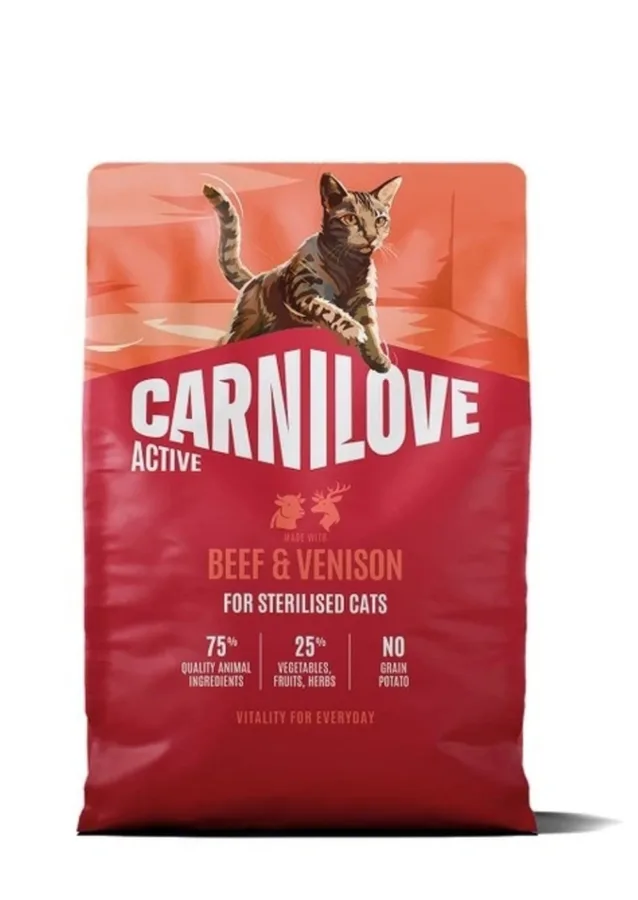 Корм сухий Carnilove Active Beef & Venison Sterilised для стерилізованих котів яловичина та оленина 2 кг