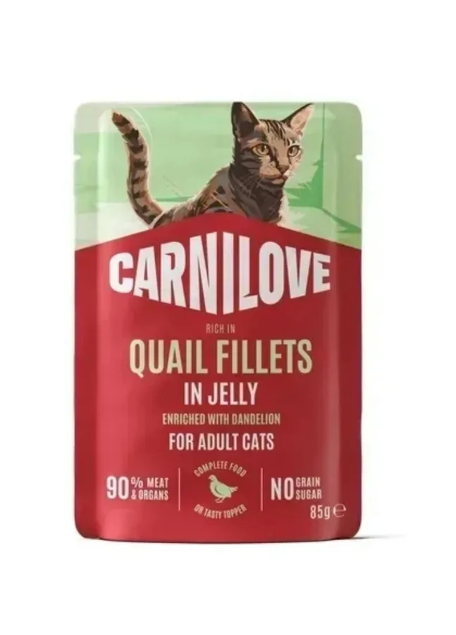 Корм вологий Carnilove Jelly Quail with Dandelion для котів перепілка і кульбаба в желе 85 г