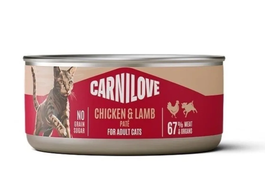 Корм вологий Carnilove консерви для дорослих котів з куркою та ягням 100 г